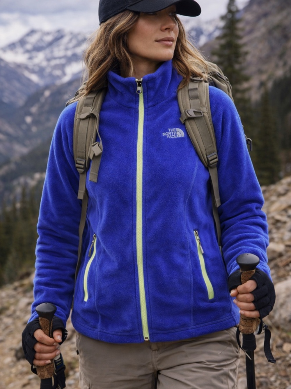 The North Face Fleece Jacket Womens M Cobalt Blue Full Zip Lightweight Outdoor